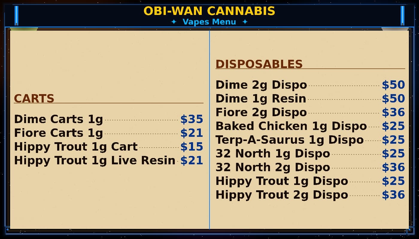 OB1 Cannabis products and strains
